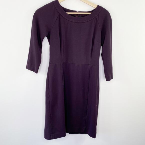 Banana Republic Dark Purple Three-Quarter Sleeve Sheath Dress Women's Size 2 - Picture 1 of 7